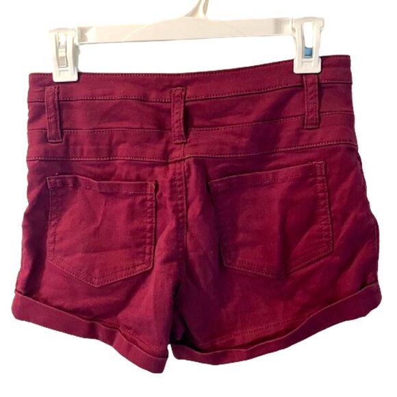 Red Mossimo High waist Shorts Cranberry Burgandy 3 button Soft Stretch Fabric - Picture 2 of 5